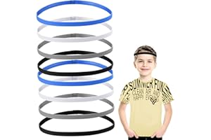 HIOSEYRE 8Pcs Boys Headband for Kids, Non Slip Sports Headband Set, Elastic Boys Hair Band, Sports Headband Kids, Silicone Grip Sport Hair Band for Yoga Football Running