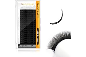 NAGARAKU Extension de Cils Ellipse Plate Individuel plus Léger et Stable Cils à Cils Professionnel Faux Cils Naturel Eyelash Extensions Noir Mat(Épaisseur 0.20 D Curl 10mm)
