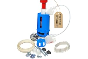 YOSSEE Descargador Cisterna, Descarga Mecanismo Cisterna WC 3/6 L, con Cable y Doble Pulsador Cromados, Fácil de Instalar y Ahorro de Agua