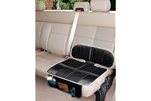 Big Hippo Car Seat Protector Car Seat Protectors for Child Seats Protect The Interior from Stains & Damage Protective Pads with Organiser Pockets Non Slip and Waterproof Universal-Black