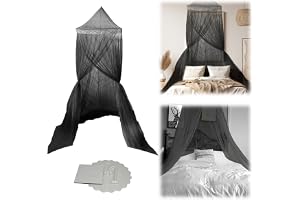 Myggnät för säng, sänghimmel myggnät för dubbelsäng king size-säng, kupol myggnät sängtält för vuxna sängar (svart, 1,8-2 m/6-6,5 fot)