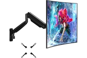 PUTILSEN MOUNT Supporto monitor muro per monitor da 17 a 45 pollici – Con kit di estensione VESA, braccio regolabile in altezza per PC e TV fino a 15 kg, compatibile con VESA 75/100/200 mm