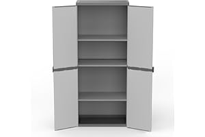 Adventa: Armoire en résine de PVC et PP, 2 Portes, 3 étagères, Facile à Assembler, système modulaire, résistant, adapté pour Les environnements intérieurs et extérieurs, 68 L x 40 x 165 cm, Gris et