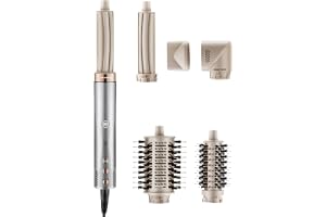 Airstyler 5-i-1 och Varmluftsborste med Hårtork, Volymborste och Locktillbehör, för Snabb Torkning, Lockar, Slätt Hår och Volym, Jonteknik, 1500 W，LECOMELY AirEdge A3