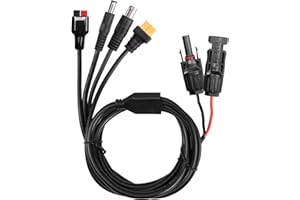 YAODHAOD Złącze solarne do DC8 mm XT60 DC5521 i kompatybilny z 45 A Connector Solar Charge kabel do przenośnego panelu słonecznego 100 W do 200 W, przenośnej elektrowni (wtyczka solarna)