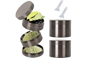 SOLVANT Grinder Młynek do tytoniu, przypraw, ziół, herbaty, kawy, 4-częściowy zestaw ze skrobakiem do pyłków (kolor pistoletu)