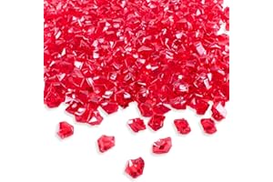 Diyxisk 400 Pièces Pierre de Glace Acrylique de Haute Qualité, Cristal Acrylique, Diamant de Cristal de Jouet pour Enfants, Décorer Mariage, Artisanat, Remplissage de Vase d'Affichage (Rouge)