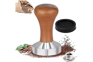 Elegance-go Tamper à Café,Espresso Tamper 51mm Presse à Cafés avec Manche en Bois Tasseur de Café en Acier Inoxydable Tasseur Presse à Café pour Cafetières et Amateurs