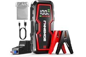 FNNEMGE Avviatore Batteria Auto, 6000A Avviatore Emergenza per Auto （Tutti i Veicoli a Benzina o 8,0L Diesel),Avviatore di emergenza, Jump Starter, con di Uscita USB, Luce LED, Schermo Grande HD.
