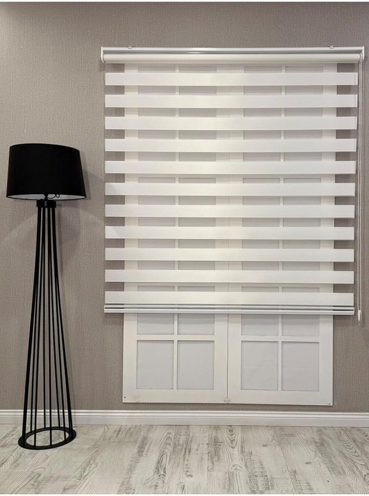 Bambu Zebra Stor Güneşlik Perde, Beyaz, 60 x 200
