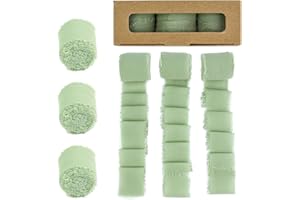 AHPYEUHK Nastro Chiffon 19,2M 3 Rotoli Nastro Decorativo Ampio 3,8cm x 6,4M Tulle Nastro Raso Nastri per Pacchi Regalo per Matrimoni,Decorazioni,Inviti,Pacchetti Regalo e Fai Da Te (Verde Salvia)