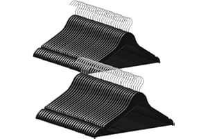 ABHENG Grucce Legno, 60 Pezzi, Appendiabiti in legno per abiti, Grucce naturale Salvaspazio per Armadio, Gancio girevole 360°, Barra Portapantaloni Antiscivolo, Nero, AWY0360B