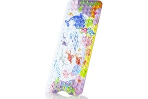 WIKSITE Bath Mat, Non-Slip Bath Mat for Children 100 x 40 cm, BPA-Free Anti-Bacterial and Anti-Mould Shower Mat with Suction Cups Ocean Motifs, Rectangular Bath Mat