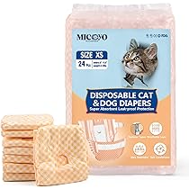 MICOOYO Wegwerpluiers voor puppy's en katten, super absorberende kattenluiers, kleine hondenluiers vrouwelijk, verstelbare taille, lekvrije luiers voor loopse katten, incontinentie, 24 stuks (groen, S