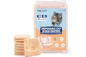 MICOOYO Couche Chien Femelle, Couch Chat Super Absorbantes pour Petits Chats et Chiennes, Pantalons Jetables pour Chiennes en Chaleur (XS,Orange)