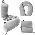 RudraLand Twist Memory Foam Travel Pillow Neck Lumbar and Leg Support for Travling on Airplane, Train, Bus or at Home-Adjustable Bendable Roll Pillow with Washable Soft Cover
