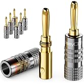 deleyCON 8 Pieces Banana Connectors Set &ndash; Gold Plated Screw-On Speaker Cable 0.75 mm &ndash; 4.5 mm &amp; e.g. HiFi Audio Home Theater