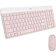 Logitech MK470 Slim Wireless Keyboard and Mouse Combo - Modern Compact Layout, Ultra Quiet, 2.4 GHz USB Receiver, Plug n' Play Connectivity, Compatible with Windows, US INT'L - Rose