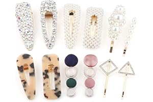 Makone Mollette Fermagli per Capelli Eleganti Donna Fatti a Mano Barrette Perle In Resina Acrilica, Forcine Per Ragazze (12 Pcs)