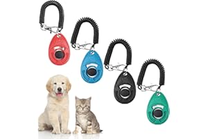 Keratobleem 4 PCS Clicker per Cani,Clicker Addestramento Cani Formazione Clicker con Cinturino da Polso per Cane,Gatto,Cavallo (Rosso & Nero & Azzurro & Ciano)