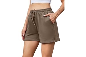 Jezonga Short Sport Femme Short de Sport Bas de Survêtement Couleur Unie Short de Course à Pied Short Décontracté Femme Pantalon de Jogging Taille Haute avec Poches pour Yoga Sport Jogging Running