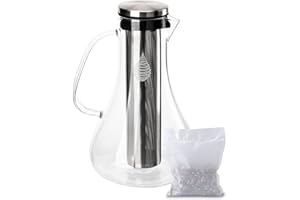 INVIGORATED WATER pH REPLENISH - Carafe filtrante en verre - alcalinisant/ionisant - purifie/adoucit l'eau/apporte des minéraux/élimine chlore et polluants/augmente le pH - filtre durable inclus - modèle 2019-1800 ml