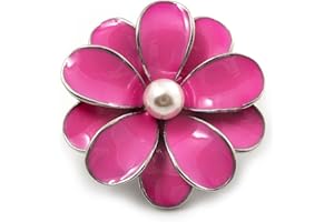 Avalaya Mała różowa emaliowana broszka stokrotka (srebrny odcień metalu) - średnica 30 mm, Jeden rozmiar, Emalia, Perła
