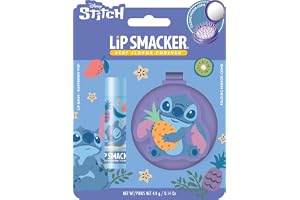 Lip Smacker, Läppbalsam och Kam Set Disney Stitch för Barn, Raspberry Pop | Disney Stitch Design, Läppbalsam Raspberry Pop, Hopfällbar Kam med Spegel, Reseset 2 Delar