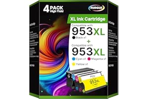 ‎RUDGUZ 953XL Druckerpatronen für HP 953XL Multipack 953 XL für HP Officejet Pro 7740 Patronen 7720 8710 8715 8720 8730 8210 8200 8725 7730 8719 8740 8218 (953XL Schwarz Cyan Gelb Magenta, 4er-Pack)