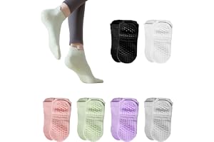 Jiujuda9 6 par yoga & pilates anti-slip strumpor – andningsbara, halkfria strumpor för kvinnor (storlek 35-40) – Perfekt för