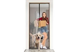 ESMAYULO Moustiquaire Porte 60x180 cm, Moustiquaire Aimantée Facile à installer sans outils. Convient aux animaux de compagnie et aux enfants. Noir