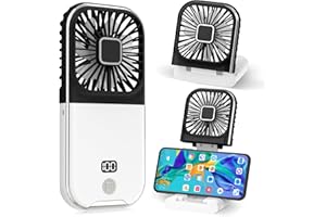 Dealswin Mini Ventilatore Portatile Ventilatore a Batteria 3000mAh USB Ricaricabile con 4 Velocità Portable Fan 180° Pieghevole Ventilatori da Tavolo per Ufficio Casa Campeggio (Nero)