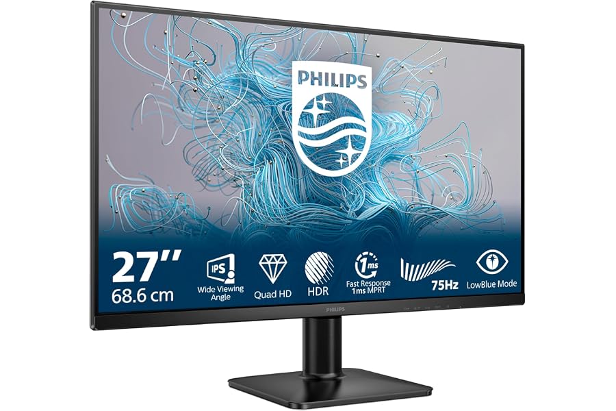 PHILIPS 27E2N1500L Monitor 27 Pulgadas 75Hz Panel IPS, 4ms GtG, HDR10, (2560x1440 HDMI 1x 1.4 DP 1x 1.4) Negro