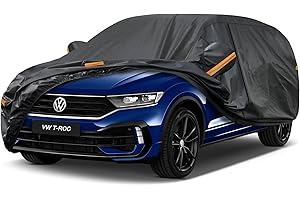 Kayme Funda Coche Exterior, Compatibles con Volkswagen T-ROC (2017-2025), Cubierta para Coche Impermeable Transpirable Anti-UV Antipolvo de 7 Capas, Cubre Coche con Cremallera y Forro de Algodón.