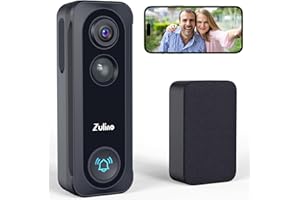 Zulino Türklingel Mit Kamera, Türklingelkamera, 2K-Auflösung, kabellos mit Klingelton, PIR-Bewegungserkennung, 2-Wege Audio, 2,4GHz WLAN (kein 5Ghz WLAN), Stimmenverzerrer, funktioniert mit Alexa
