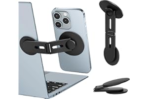 ALAFLY Support Magnétique pour Téléphone Ordinateur Portable MagSafe Compatible avec iPhone, Latéral Réglable à 180° sur Deux Axes Pliable pour Tesla/Afficher/Tapis de Course, Noir