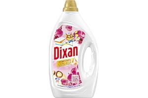 Dixan Gel Aromaterapia Orquídea & Aceite de Macadamia, Detergente Líquido para Lavadora (30 lavados), jabón líquido con aceites esenciales para lavar la ropa blanca y de color