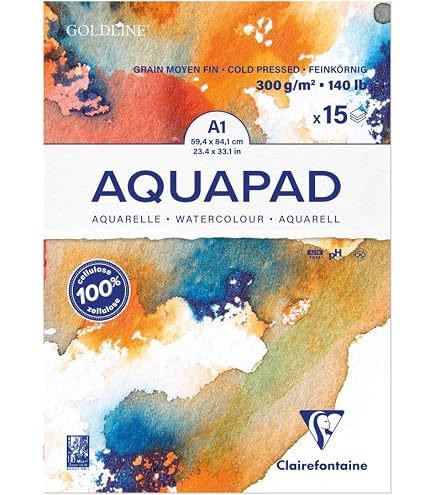 Artway Aquarellpapier „35“ – Kaltgepresst, 300 G/m², 35% Baumwolle, Weiß, A3, 40 Blatt, Vegan & Säurefrei