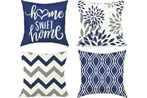 Joyshare Cushion Cover, 40 x 40 cm, Set di 4 con Home Sweet Home, Decorative Cushion Cover con cerniera nascosta, Divano Cushion, Divano Cushion Christmas (40 x 40, Blue)