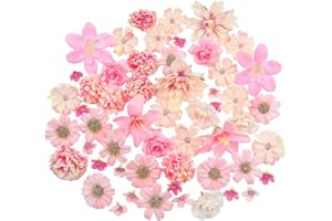 Avagiaforu Fiori Finti Artificiali Teste, 48 Pezzi Teste di Fiori Artificiali Decorazioni, Mini Fiori Finti Seta, Fiori Di Stoffa per Decorazioni da Giardino, Feste e Matrimoni (A)