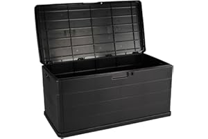URBN GARDEN 350L Heavy Duty Plastic Garden Storage Box, Huge Capacity Patio Outdoor Container with Lockable Lid, Handles & Wheels, Weather Resistant Shed for Tools, Cushions, Accessories, Anthracite