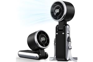 Bearwind Portable Handheld Turbo Fan - 5 Gear High Speed 4000mAh Rechargeable Mini Personal Hand Fan Blow Cold Air, Battery Operated Travel Essentials, Holiday Gifts for Women, Men (Black)