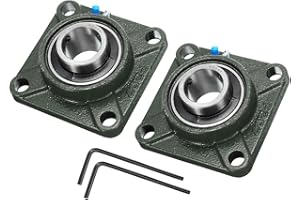 Kozelo 2Pcs de Paliers à Semelle Ucf207, Alésage de 35mm, Auto-Alignement, Base en Fonte Solide, Montés Sur Bride Carrée, Roulements en Acier Chromé