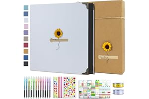 Vienrose Album de Fotos 10x15 Scrapbook con Espiral (60 Páginas Negra) Pegar y Escribir DIY Scrapbooking Álbum de Recortes para Familia Bebé, Aniversario Bodas, Vacaciones, 30x30 cm