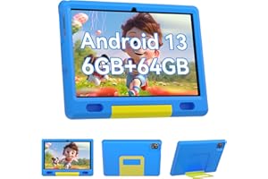 Pazhonz Tablet per bambini Tablet Android 13 da 10,1 pollici 6(2+4) GB RAM 64GB ROM Tablet computer per bambini con custodia protettiva (blue)