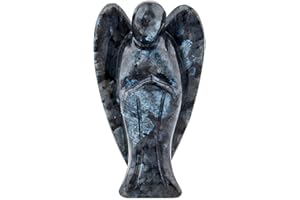 KYEYGWO Engel Edelstein Kristall Schutzengel Figuren, Taschenengel Friedensengel Glücksbringer Reiki Fengshui Dekoration 7 cm, Labradorit