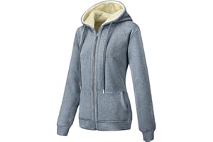 MOVE BEYOND Sweatjacke Damen mit Kapuze Zipper Hoodie Fleecejacke Gefüttert Warme Winterjacke mit Reißverschluss Kapuzenjacke