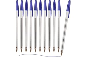 MOTIBACK Confezione da 50 Penne a Sfera Nere - Penne con Inchiostro Fluido per Ufficio, Scuola e Studio (Blu, 50pcs)