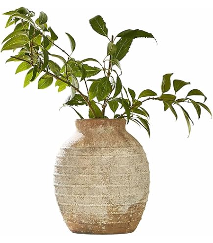 Keramikvase Im Bauernhaus-Stil – 22,9 Cm Breite Öffnung, Rustikale Terrakotta-Deko Für Wohnzimmer, Eingang & Mehr