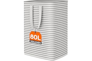 Lifewit 80L Collapsible Washing Laundry Basket Hamper, Dirty Clothes Basket Laundry Bin With Extended Handles For Storage Clothes Toys In Bedroom Bathroom, Grey